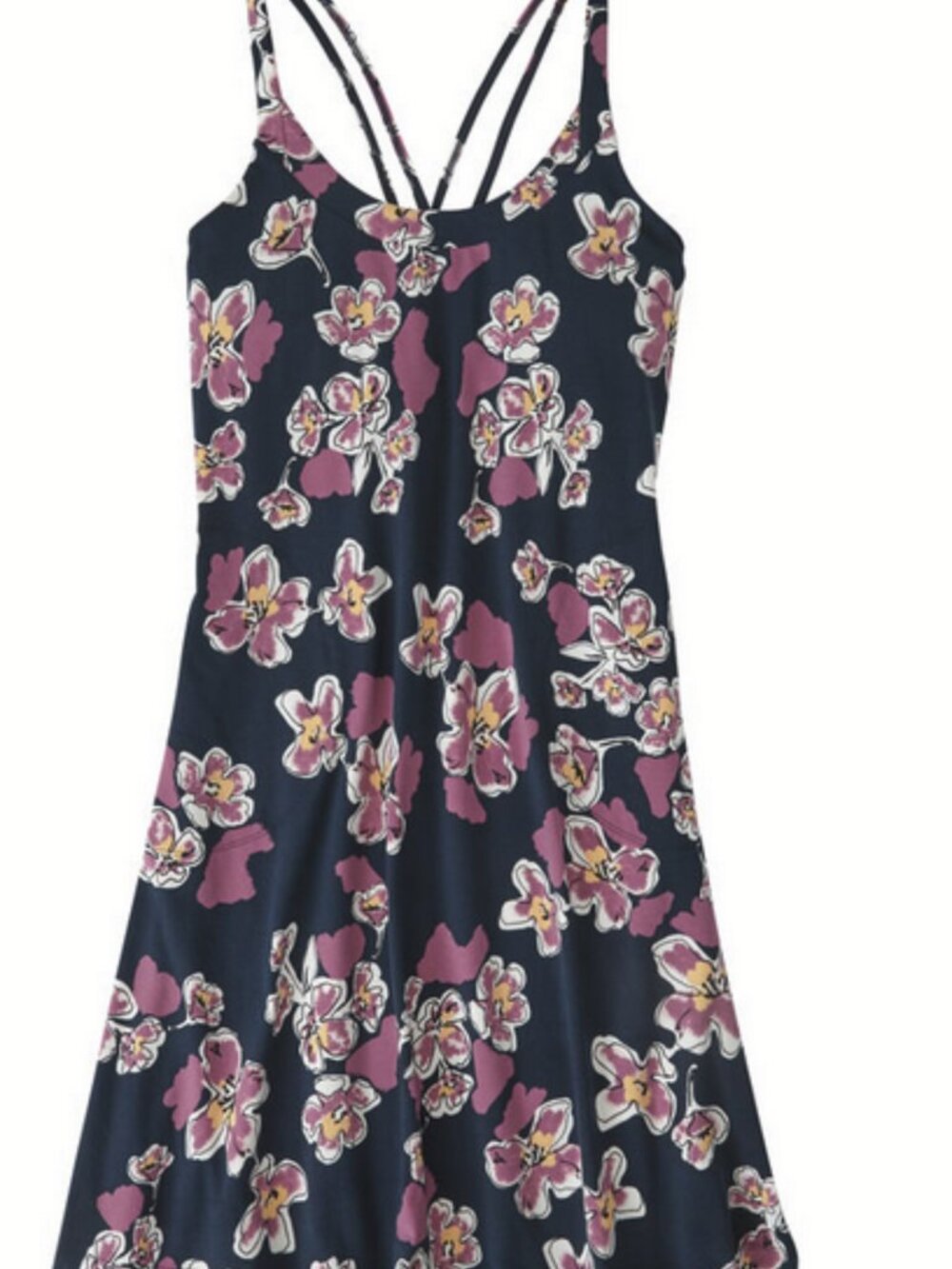 Title nine "Yes Dress" Navy Floral Dress with Pink & Yellow Blooms